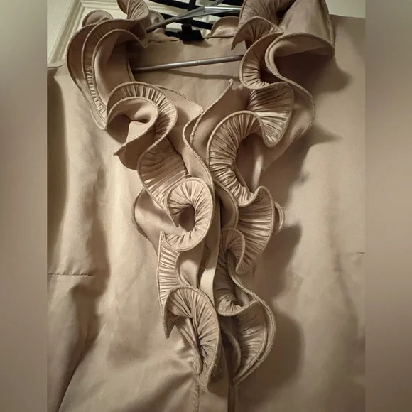 Source Unknown Beige Ruffled Blazer - Picture 2 of 6